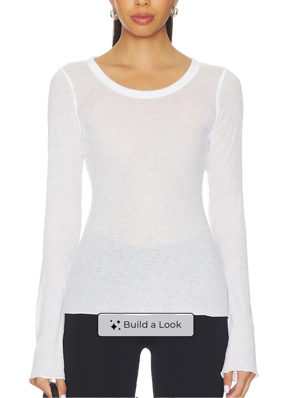 Skims Sheer Cotton Long Sleeve Top in Snow